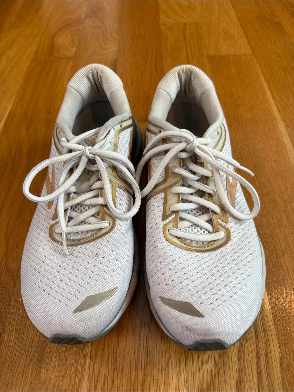 Brooks Adrenaline Women's White Running Sneakers with Gold Accents
